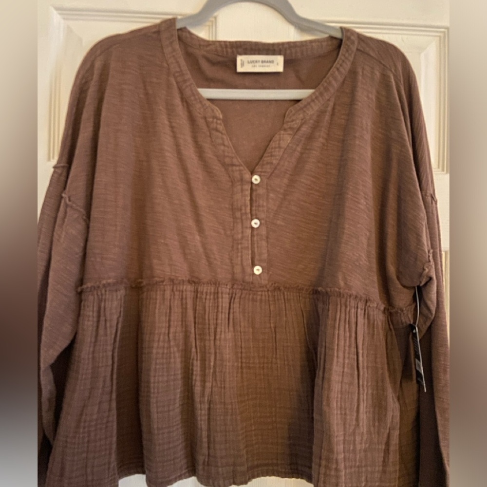 Lucky Brand Brown Peasant Blouse